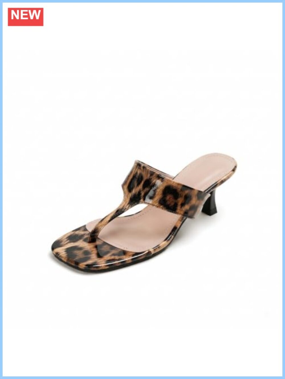 Kitten Heel Flip Flops Square Open Toe Thong Slides Sandals